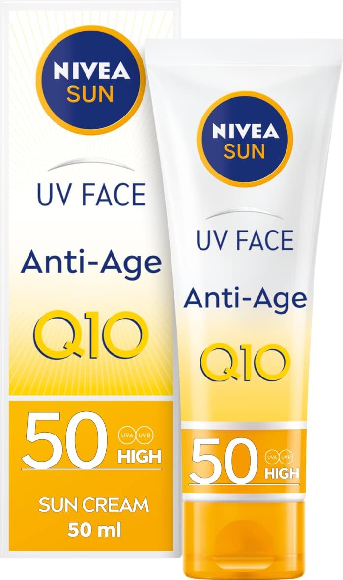 NIVEA UV Face Cream SPF50 Q10 AntiAge & AntiPigment 0 White Residue