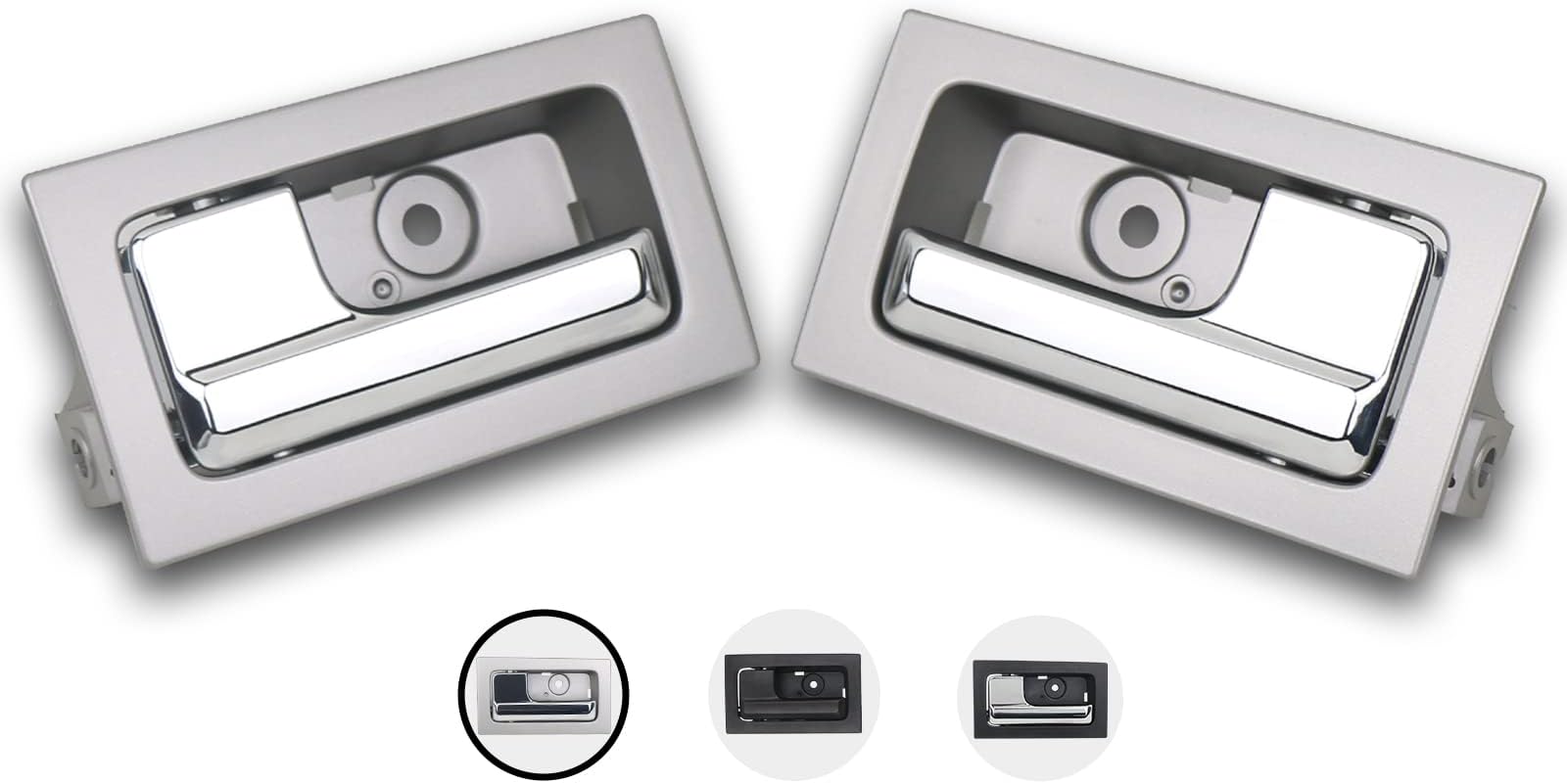 TQPONLY Interior Door Handle Front/Rear Left Driver& Right Passenger Side (Gray Housing+Chrome Lever) Compatible with 2009-2014 Ford F150 Replaces 9L3Z1522601CB 90826 9L3Z1522600CB 90825