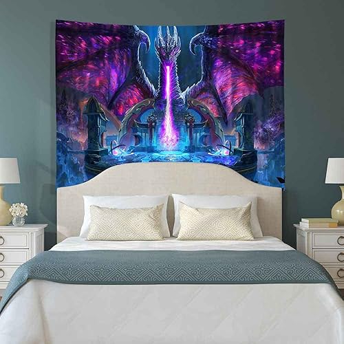 Miniatura 4 de Ine Ive Fantasía Dragón Tapiz Fresco Altar Castillo de Altar Animal Escena de Juego de Animales Decoración Tapiz de 40* 30 Pulgadas Sala de estar