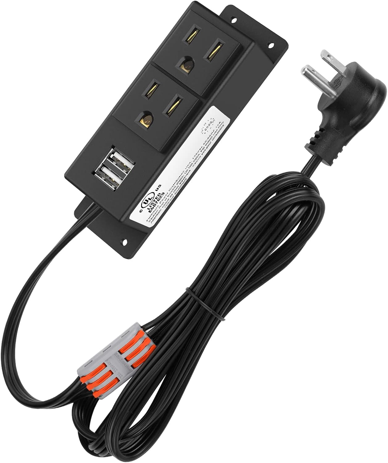 2Pack Electrical Power Outlet Kit, Hidden Outlet Cabinet Accessories with USB, Mountable for Interior Dehumidifiers and Lights (Black, UL Listed)