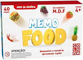 Jogo da Memória em Madeira, Memo Food, Coluna, 40 Peças, Multicor