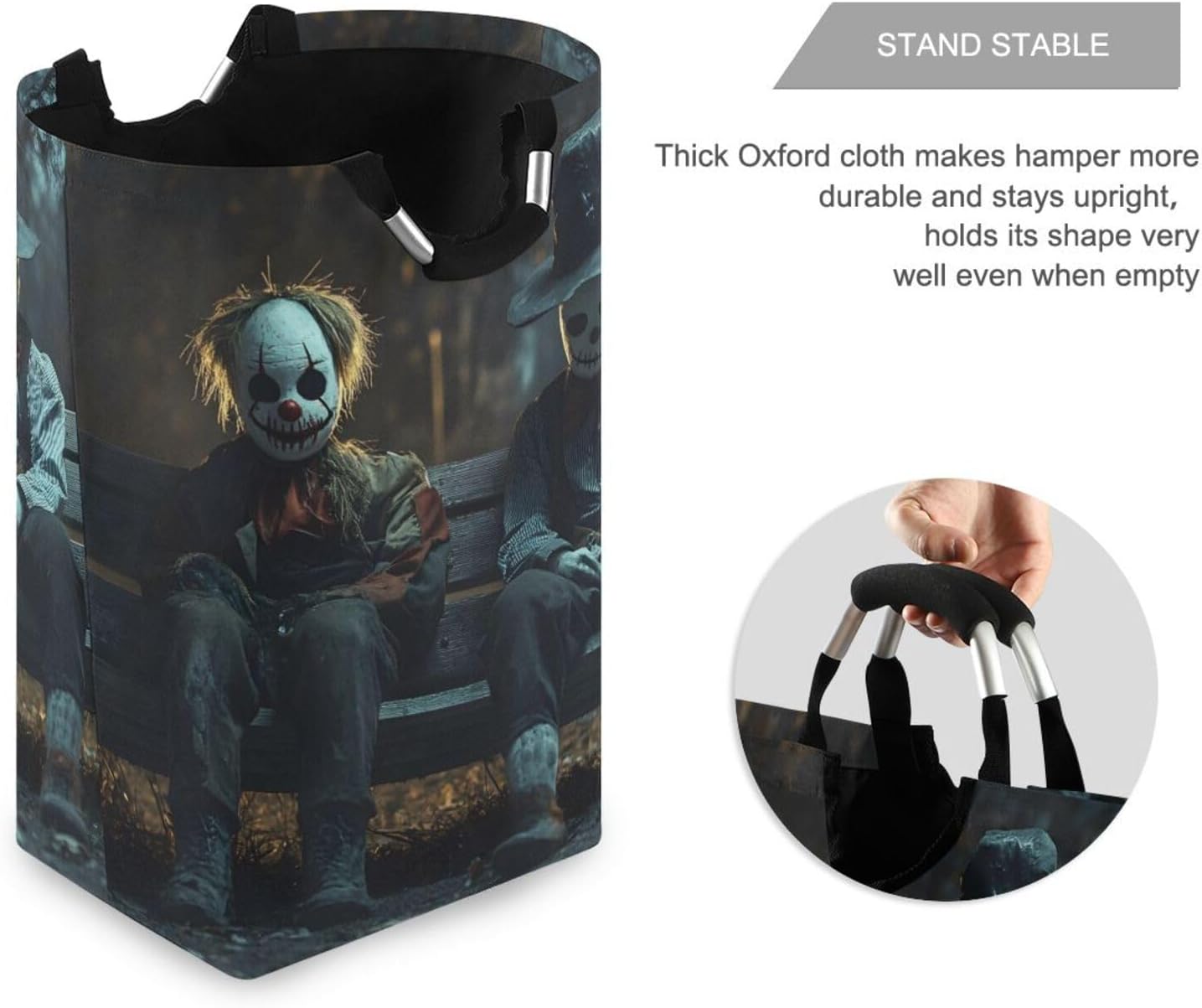 AIXIWAWA Halloween Partner Laundry Basket Hamper, Collapsible Clothes Holder Dorm Home Laundry Bag with Handles 1 Pack
