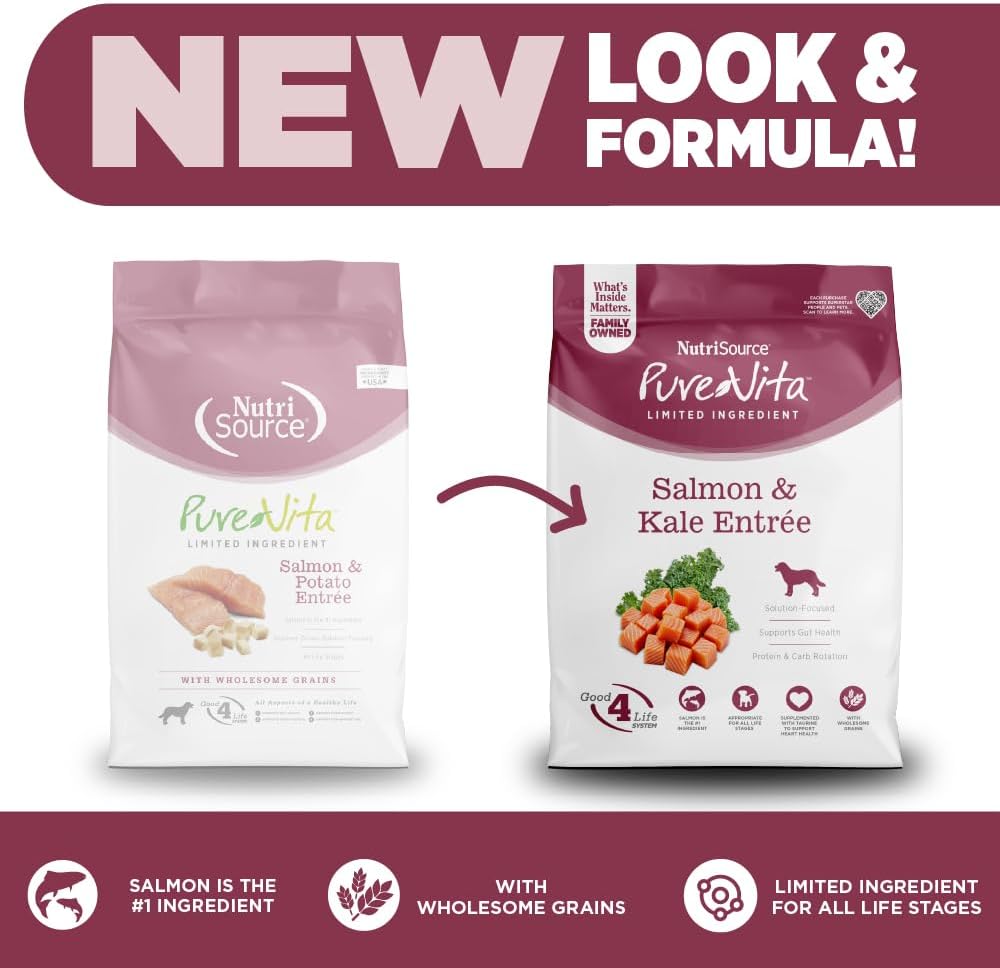 NutriSource Pure Vita Salmon & Kale Dog Food, 4LB