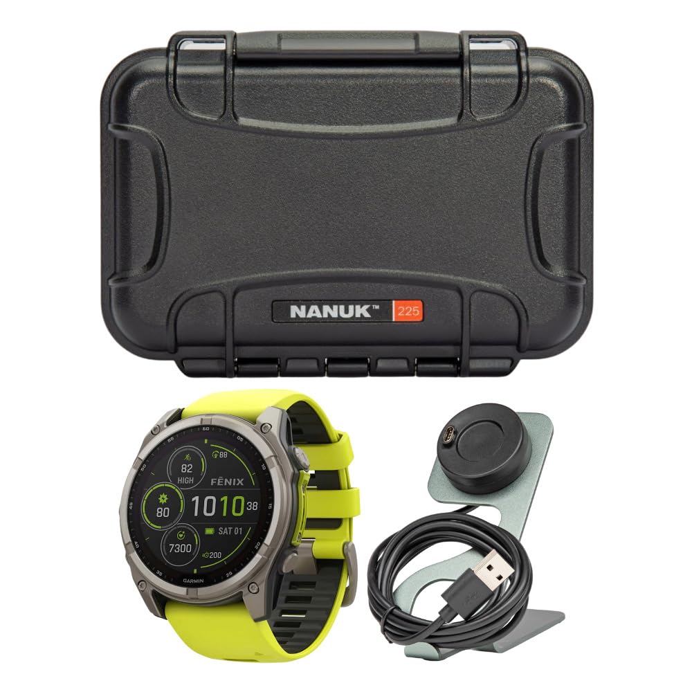 Garmin Fenix 8 Sapphire 51mm GPS Smartwatch with 1 4-Inch AMOLED Display Amp Yellow and Graphite Bundle with