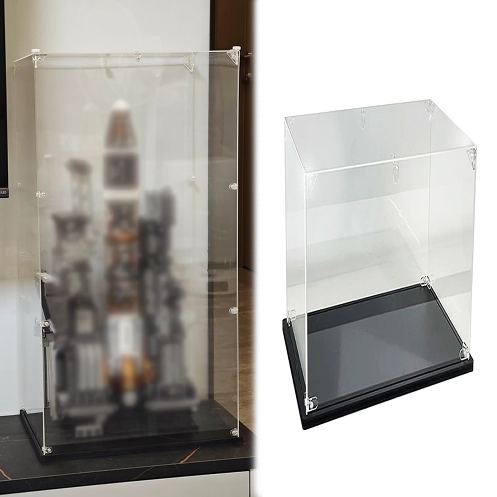 Teca Plexiglass Vetrina Espositiva Alta 70, 60, 55, 50, 45, 40, 35, 30cm, Grande Contenitore a Cubo Impilabile, Vetrina Espositiva Antipolvere per Trofei/Modelli/Souvenir(35x35xH60cm/14x14x24)