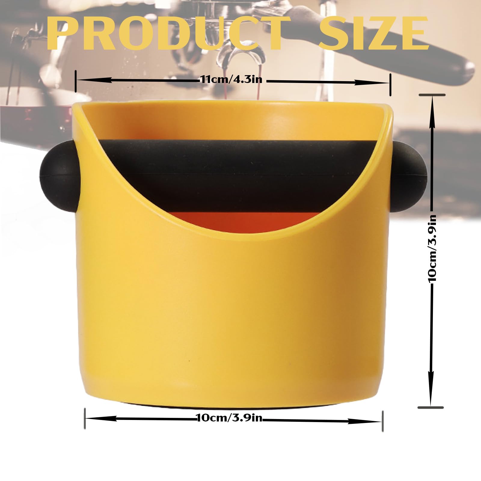 POPOYU Coffee Knock Box,Mini Espresso Knock Box,Yellow Coffee Grounds Container Small Knock Box,with Shock-Absorbent Removable Knock Bar and Non-Slip Base,Grind Barista Accessories - Image 2
