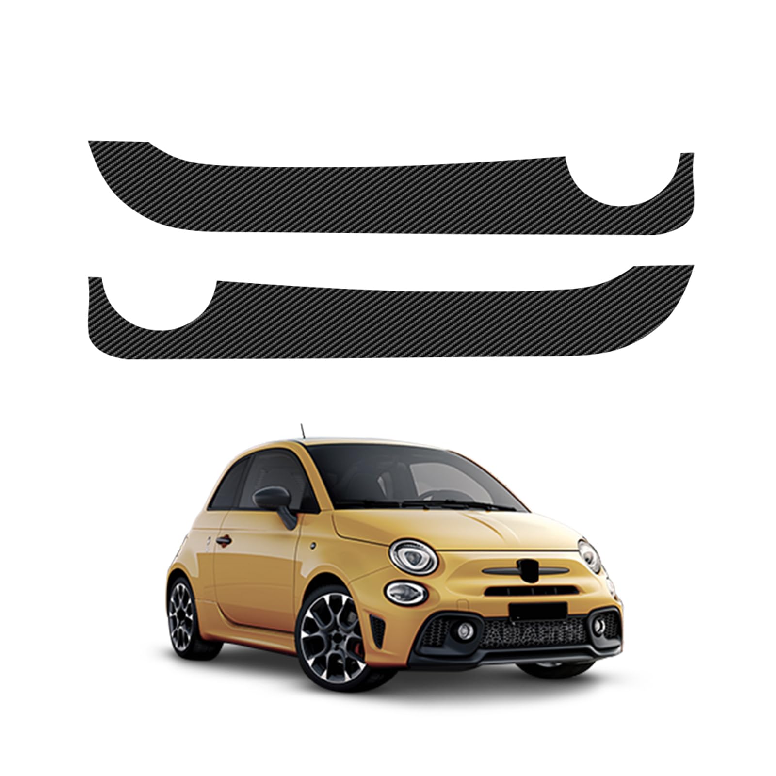 KUNGKIC Tapis de portière de voiture pour Fiat 500 2008-2024 Abarth 595 695 2012-2024 - Autocollant de protection intérieur autocollant pour bord latéral (motif fibre de carbone)