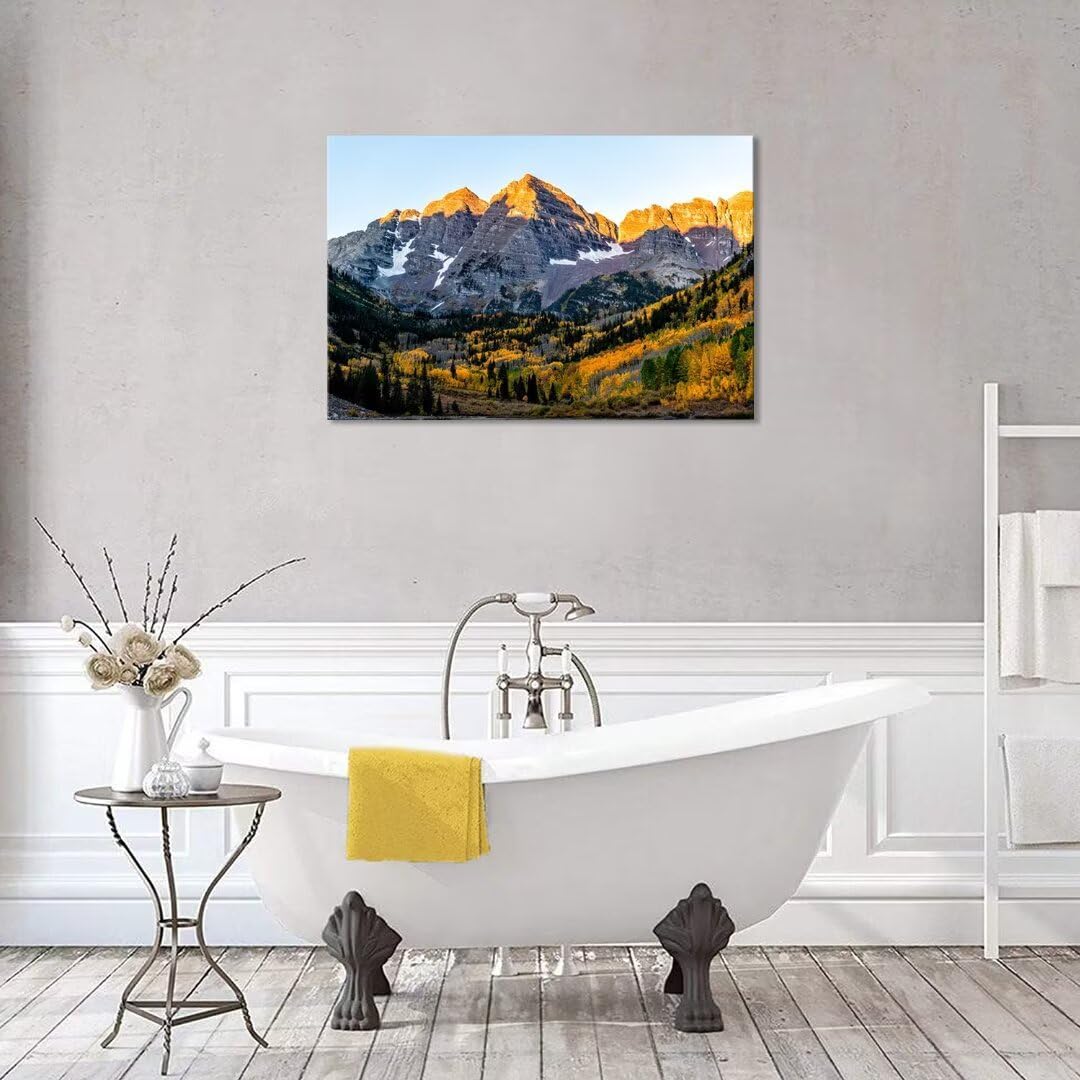 Mountain Wall Decor Sunrise Sunlight in Aspen Colorado Rocky Mountains Wall Art for Bedroom Living Room Home Decorations Framed Artwork Canvas Prints Ready to Hang(24''H x 36''W)
