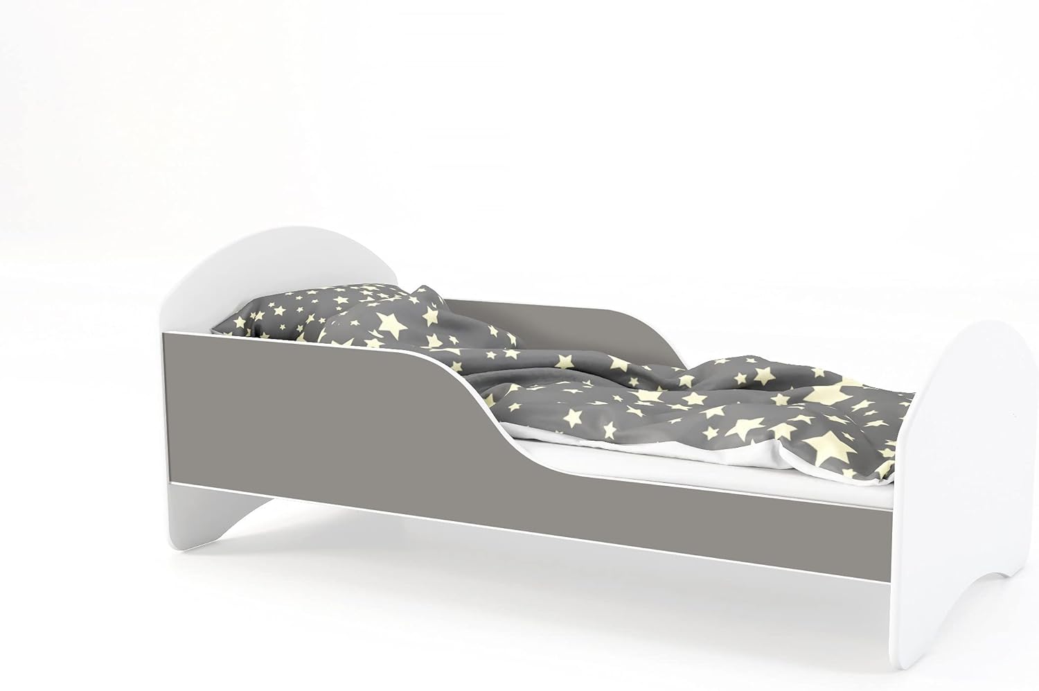 Children's Beds Home - Cama Individual Cosmo - Para Niños Niños Niños Niño Junior - Tamaño 140x70, Color Gris, Cajón No, Colchón Ninguno
