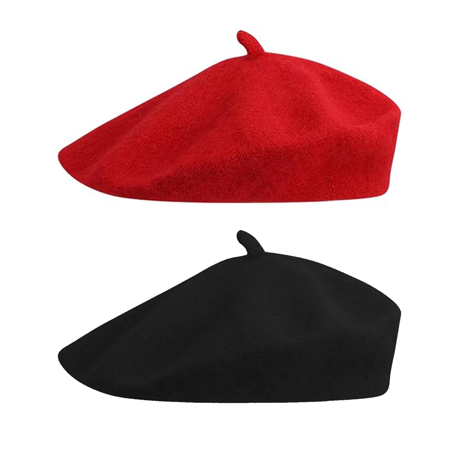 Puerfoca Women's Red Adult Wool Beret Hat, 2 Pcs Autumn And Winter England Retro Hund With Autumn Painter Octagonal Beret, Fashionable Headwear Suitable For Daily Dressing, Parties And Makeup (Black, )