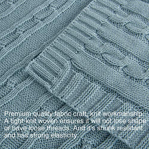 Image of NTBAY 100% Pure Cotton Cable Knit Toddler Blanket, Super Soft Warm Breathable 30x40 Baby Blanket for Crib, Stroller, Nursery, Travel, Newborn, 30x40 Inches, Baby Blue