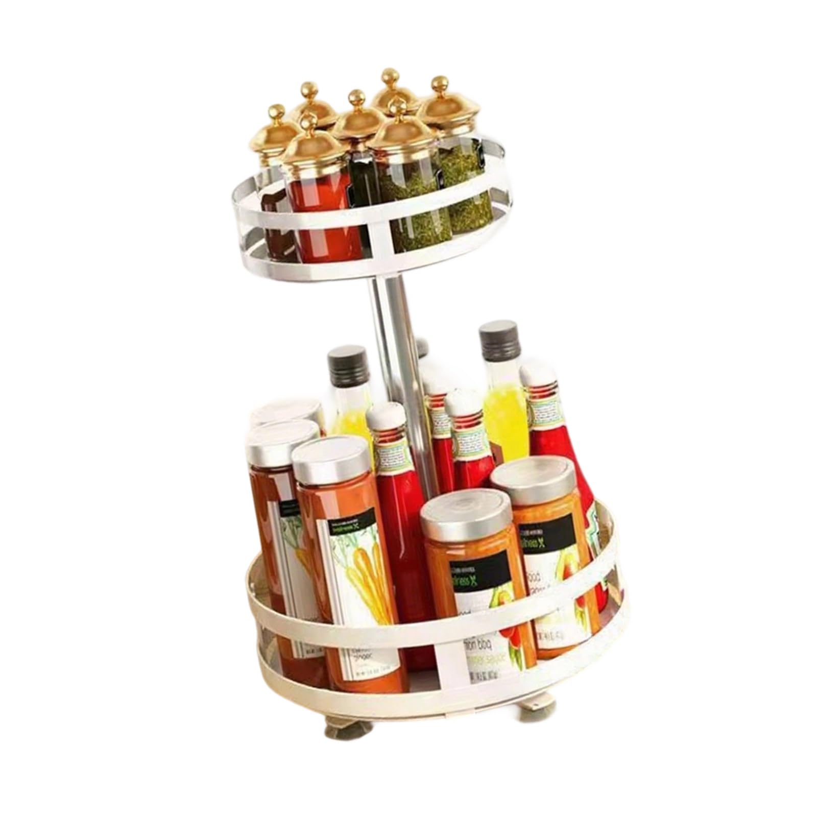 NEWFT 360 Degree Rotating Kitchen Countertop Organizers Adjustable Tiers Shelf for Bathroom Cosmetics Rotating Kitchen Countertop Organizers