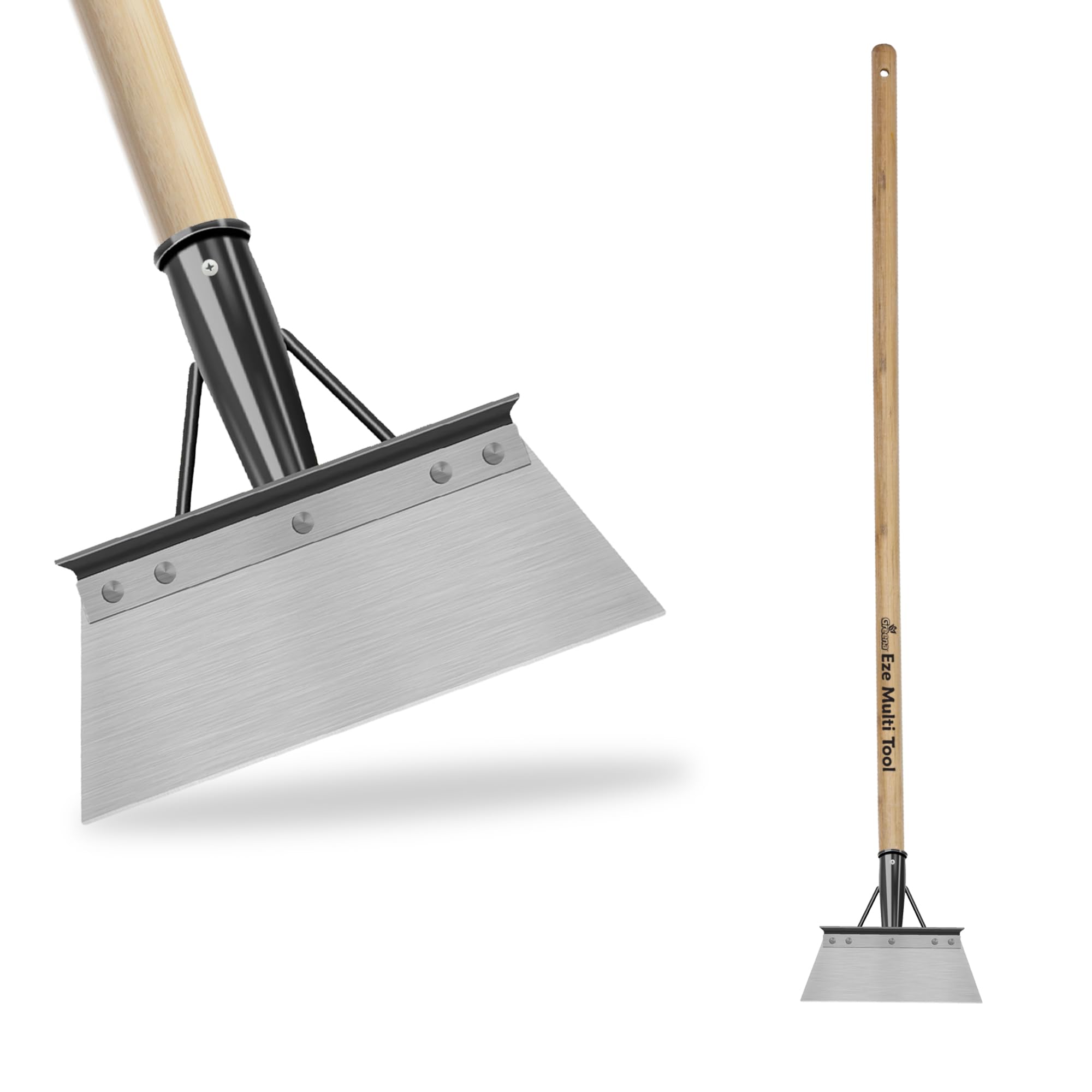 Greena Eze Multi-Tool Garden Scraper - Premium Quality Steel Scraper Patio Weed Remover Lawn Edger Shovel for Effortless Gardening, Durable Design One Piece Wooden Handle, No Assembly Required !