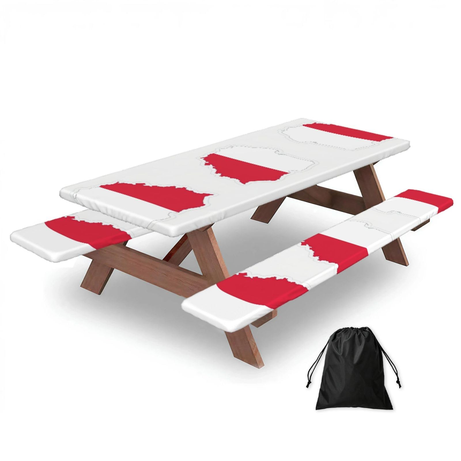 Mantel de mesa bandera de Polonia con fundas para evitar bancos sucios en camping