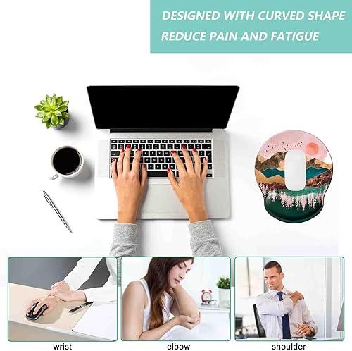 Miniatura 5 de Alfombrilla de mouse con soporte de muñeca, alfombrilla de mouse ergonómica con cojín de espuma viscoelástica, base de goma antideslizante,