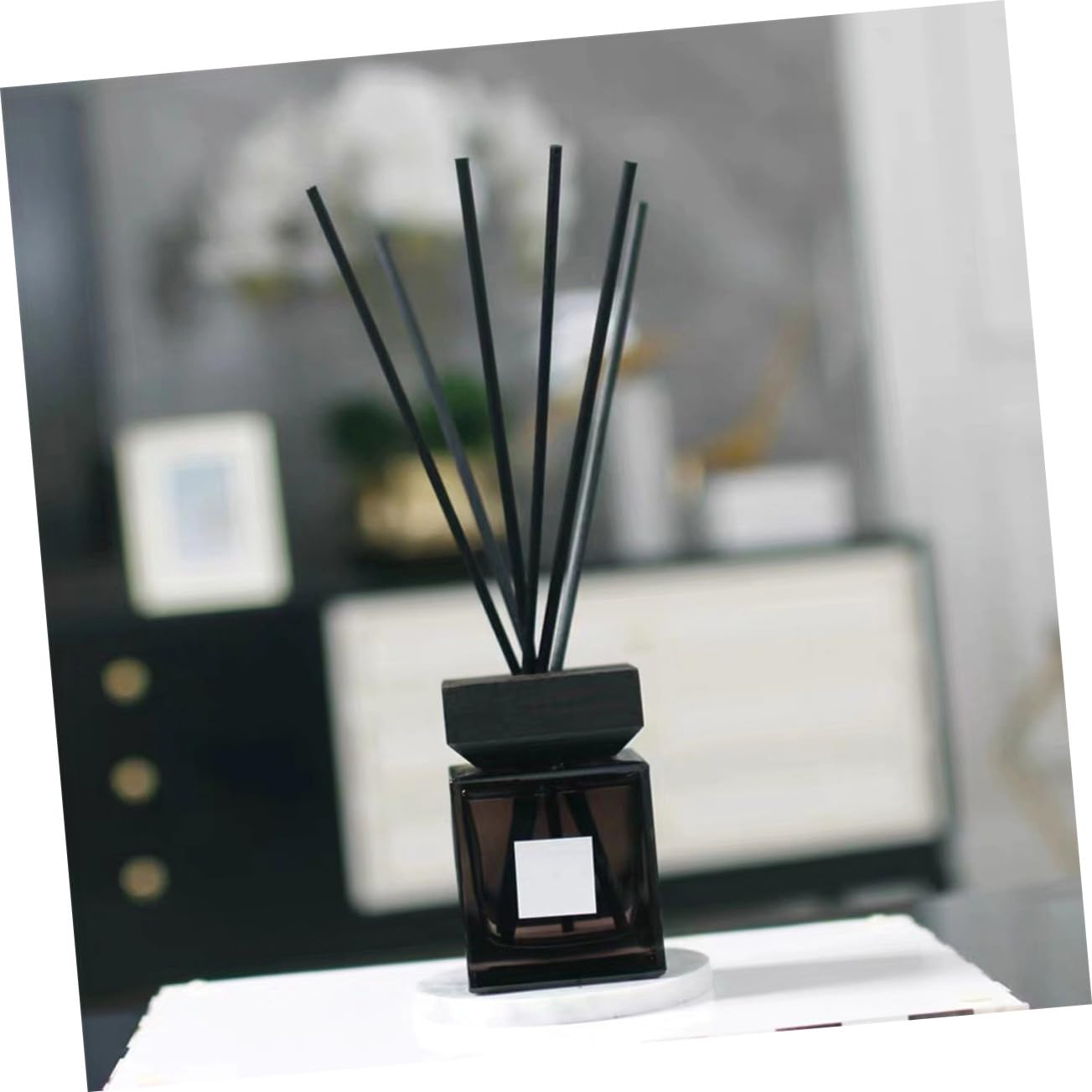 Botella Difusora de Aromaterapia sin con Tapa de Madera y Varillas Frasco Vacío para Aceites Esenciales Decoración para Hogar y Oficina