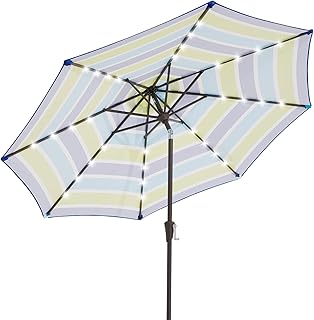 JEAREY 9FT Outdoor Patio Umbrella with Solar Lights, LED Lighted Pool Um...