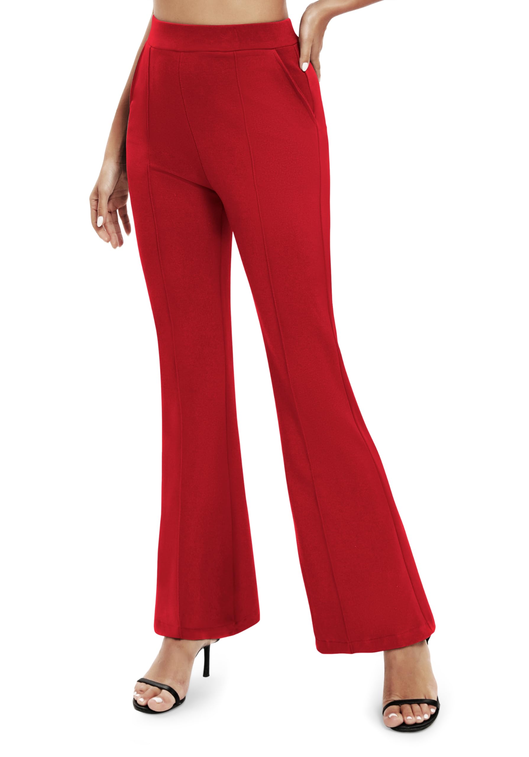 EXCHIC Pantalon de yoga décontracté pour femme - Taille haute élastique - Avec poches