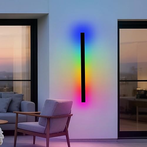 Miniatura 65 de Luz de Pared Exterior, Apliques de Pared Exteriores Modernos de 39 Pulgadas, Luces de Pared Largas Negras Impermeables con Iluminación Cálida, Luz