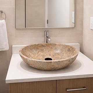 Oval-Shaped Golden - Gray Marble Vessel Sink for Bathroom – 19