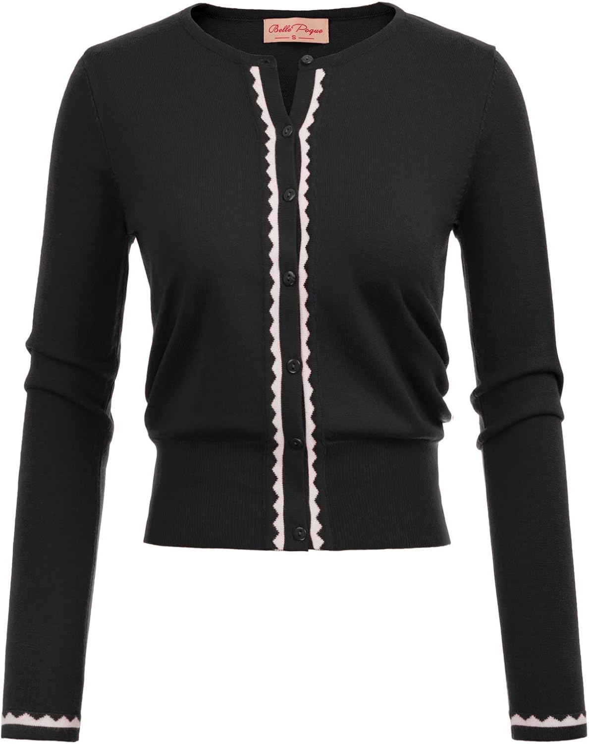 Women's Cardigan Sweater Color Block Long Sleeve Crew Neck Knit Cardigan Trendy Cropped Cardigan Shrug