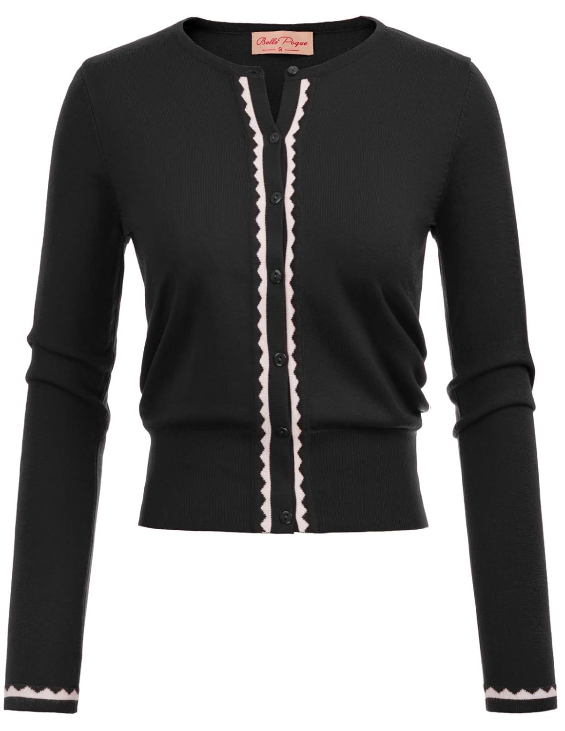 Womens Cardigan Sweater Color Block Long Sleeve Crew Neck Knit Cardigan Trendy Cropped Cardigan Shrug