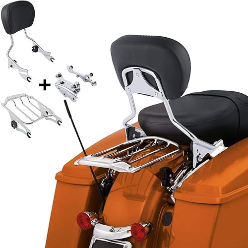 Miniatura 13 de TCMT Respaldo desmontable para pasajero con alerón de aire para 2 personas, portaequipajes con kit de accesorios de acoplamiento de 4 puntos