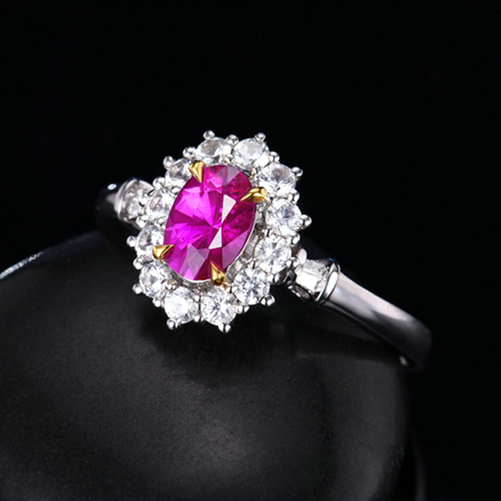 KnSam Anello da donna, in oro rosa 18 carati, bianco e oro, con zaffiro