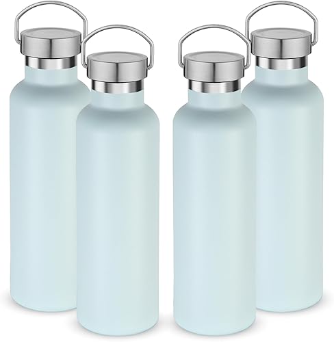 Miniatura 11 de Volhoply Botella de agua aislada de 24 onzas con boca estándar, tapa combinada de plástico y acero inoxidable, botella de agua de 304 18/8 de doble