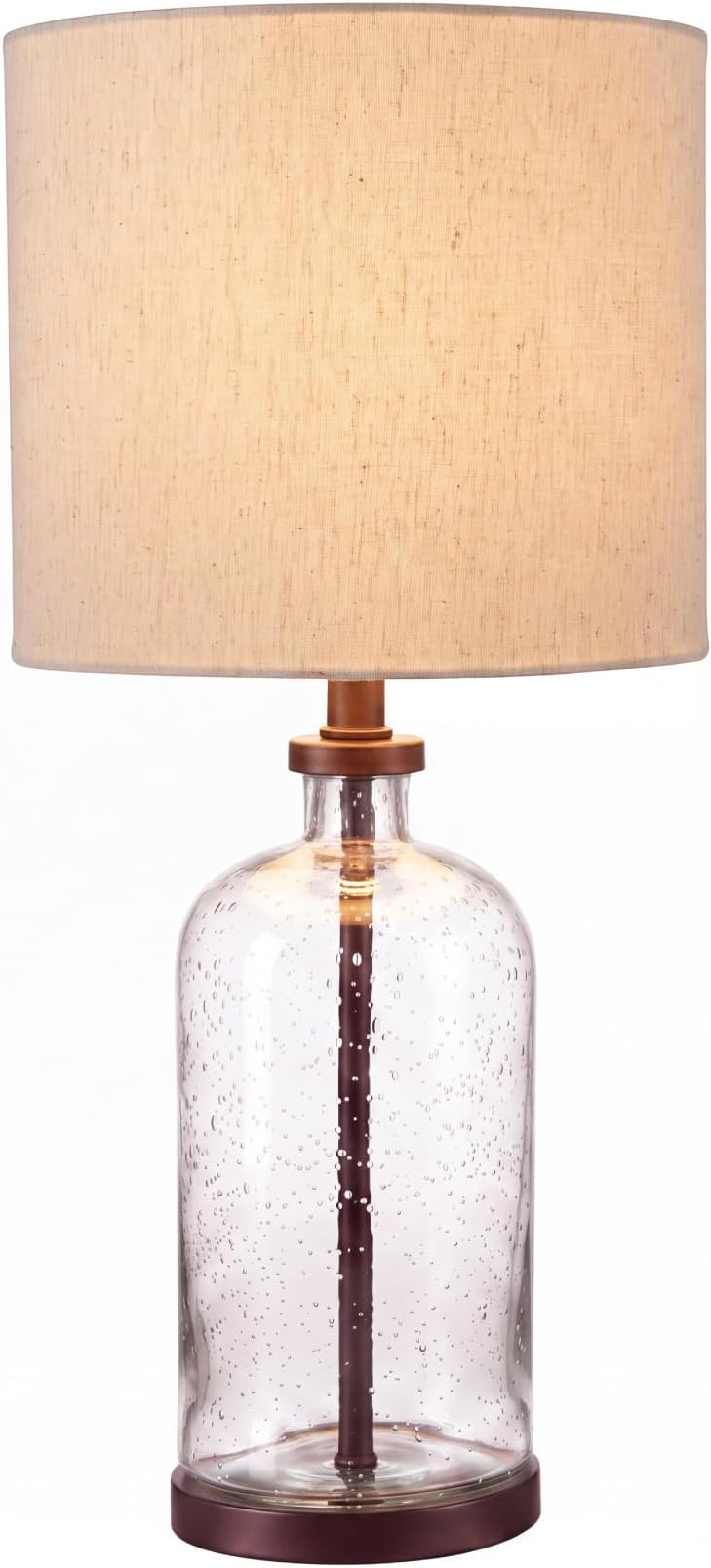 Bandile Seeded Glass Bedside Table Lamp, Bronze
