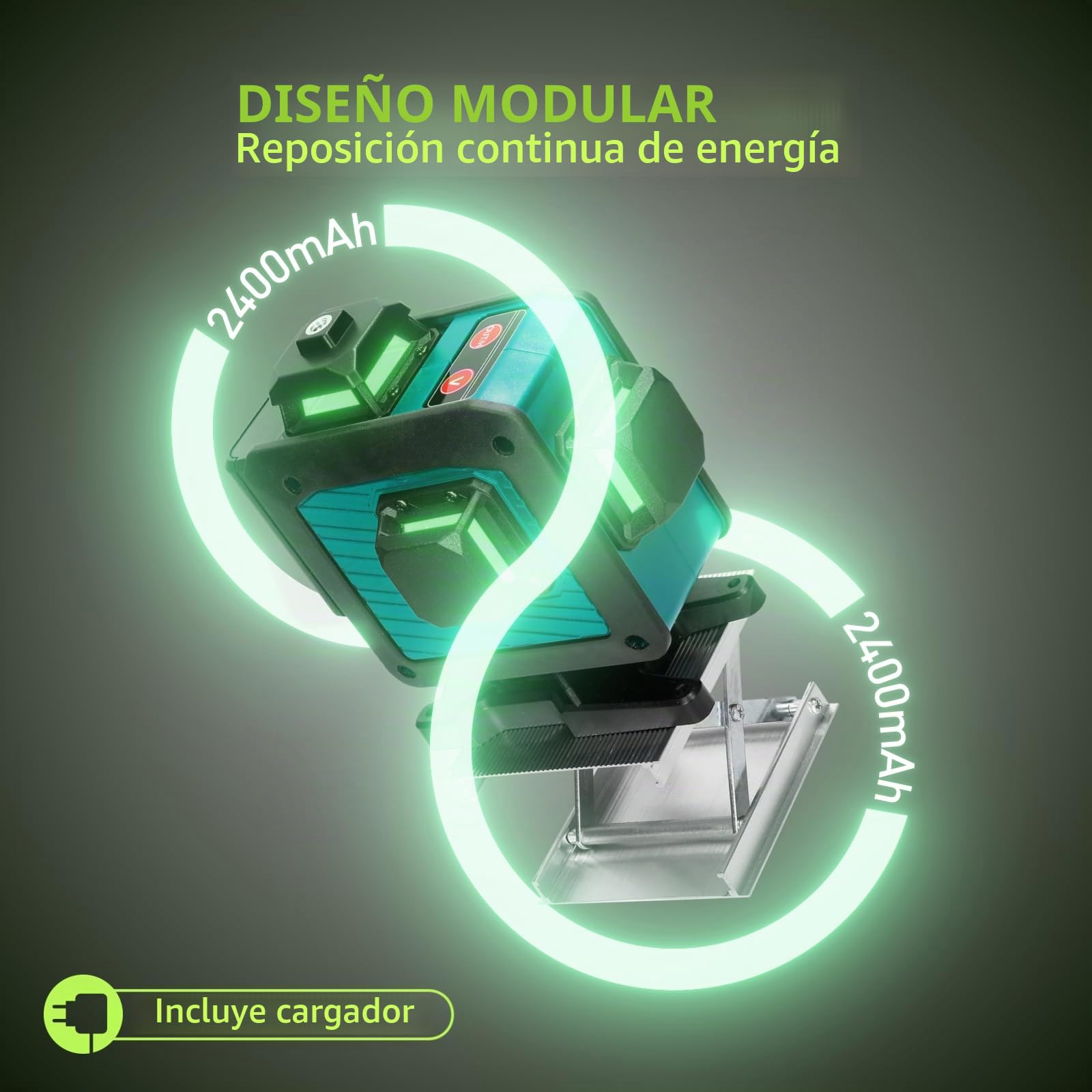 Weytoll Nivel láser multifuncional de 16 líneas Función autonivelante de 3° Herramienta de nivelación Línea adhesiva de pared de suelo omnidireccional con soporte de trípode ajustable de altura de 1,2