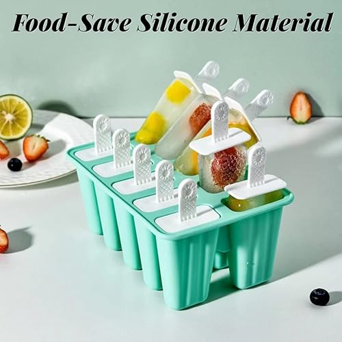 Miniatura 4 de Juego de 10 moldes reutilizables para paletas de silicona, moldes para hacer helados, moldes de helado congelados, accesorios de cocina, leche
