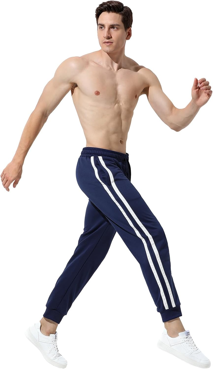 Arjen Kroos Men's Athletic Sweatpants, Workout Gym Joggers Side Stripe Casual Tapered Pants with Pockets - Image 5
