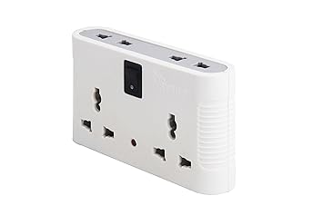 Syska SSK-MPS-0401 ABS 4 Way Power Plug (White and Black)