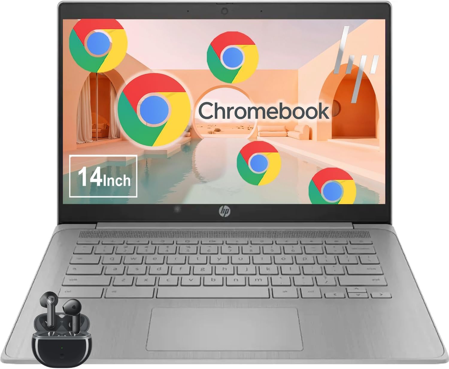 HP Chromebook 14 Laptop, Intel Celeron, 4GB RAM 64GB eMMC (Optional Upgrade to 8GB 128GB), 14” HD Display, Webcam, Chrome OS, Long Battery Life, WiFi,