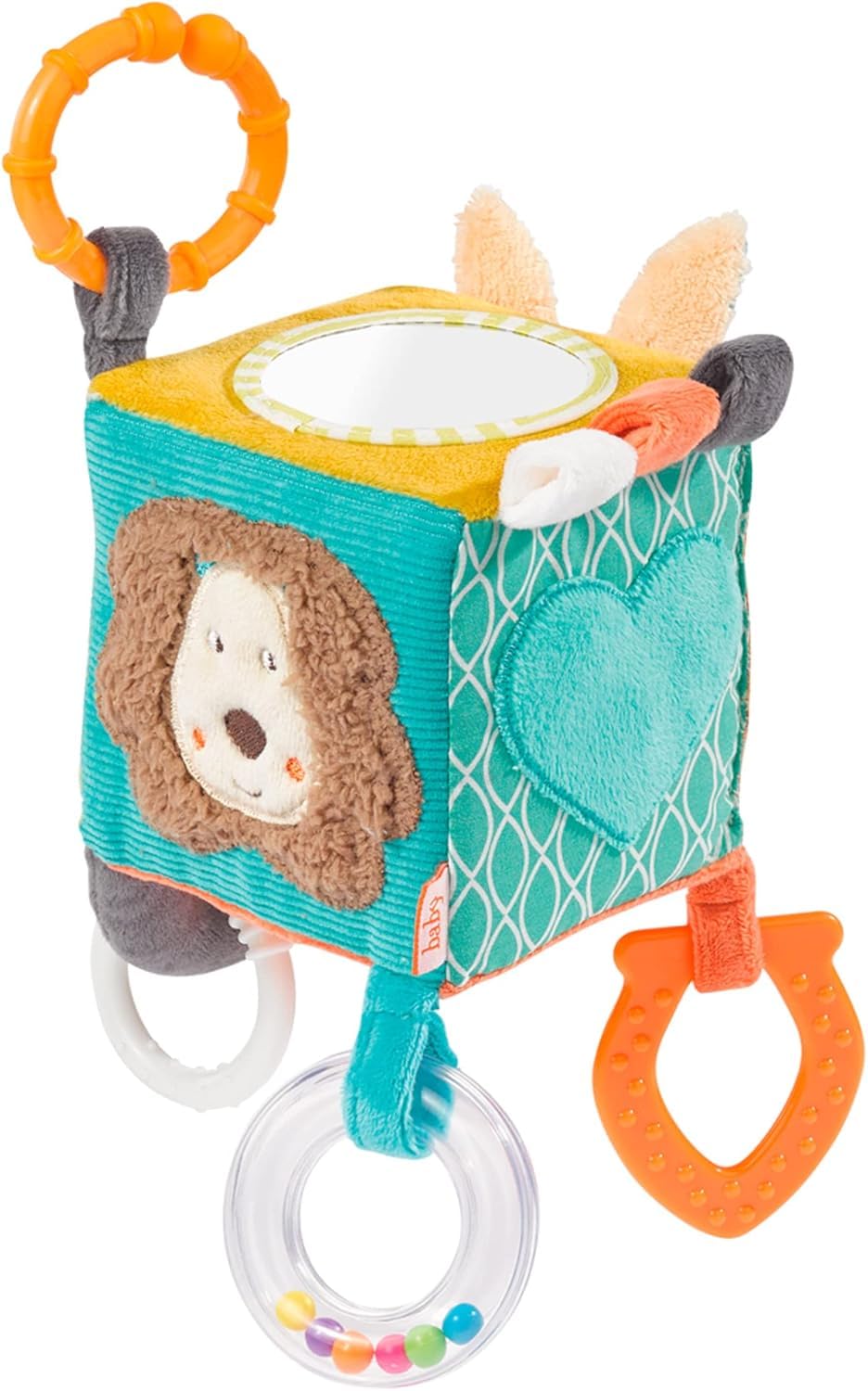 Fehn Cube d'éveil moteur Funky Friends - Cube d'activités à suspendre pour poussettes, lits bébé et sièges auto - pour les bébés et les enfants dès la naissance
