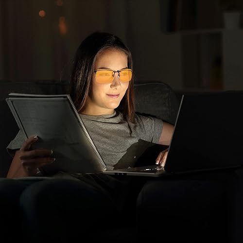 Miniatura 4 de PSI Paquete de 2 lentes de bloqueo de luz azul con clip para filtro de luz azul, lentes de lectura para computadora para hombres y mujeres