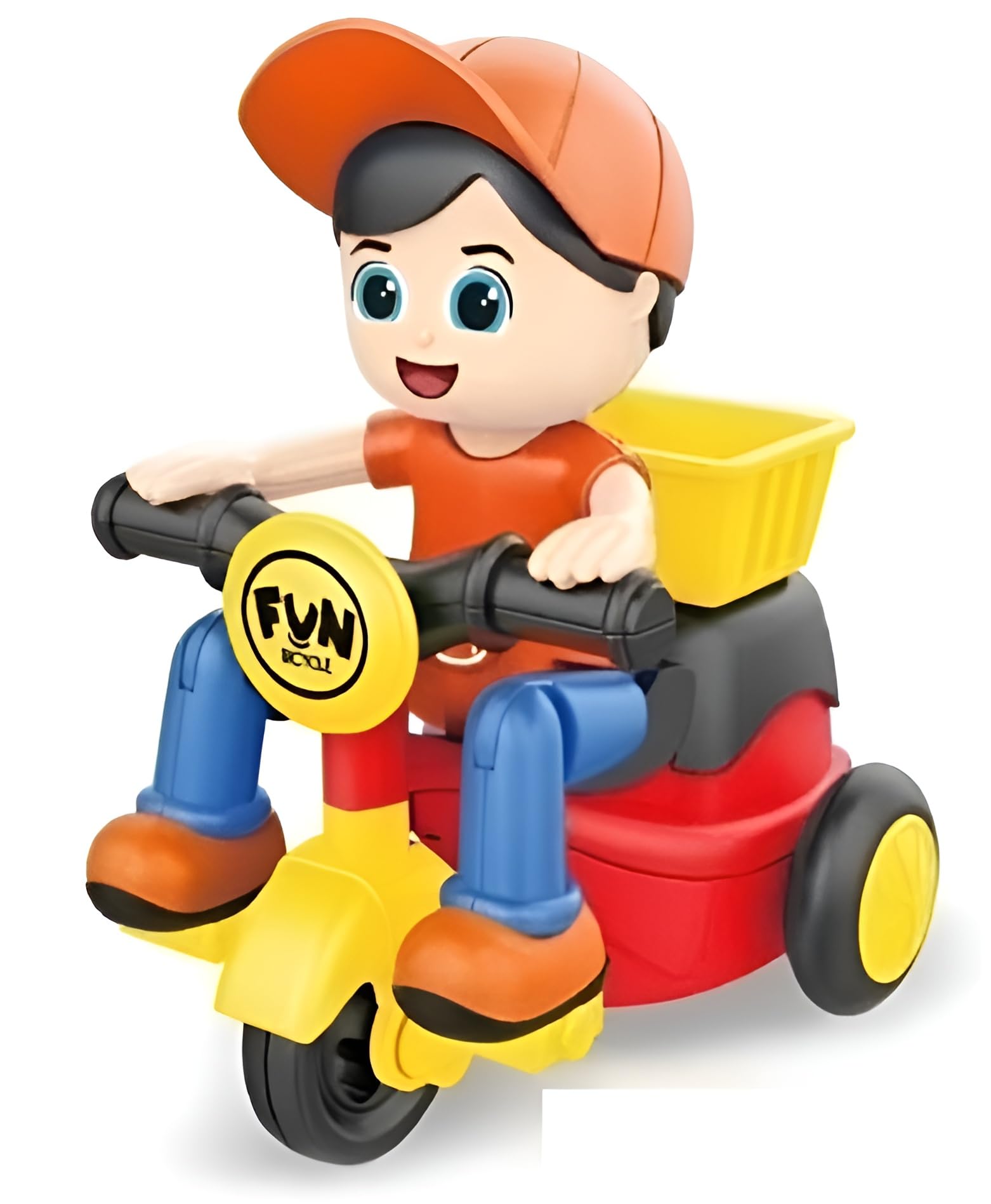 SQUIDSY Mini Boy Ride Scooter Toy for Kids - Friction-Powered Tricycle Push Toy for Toddlers, Baby Boys & Girls