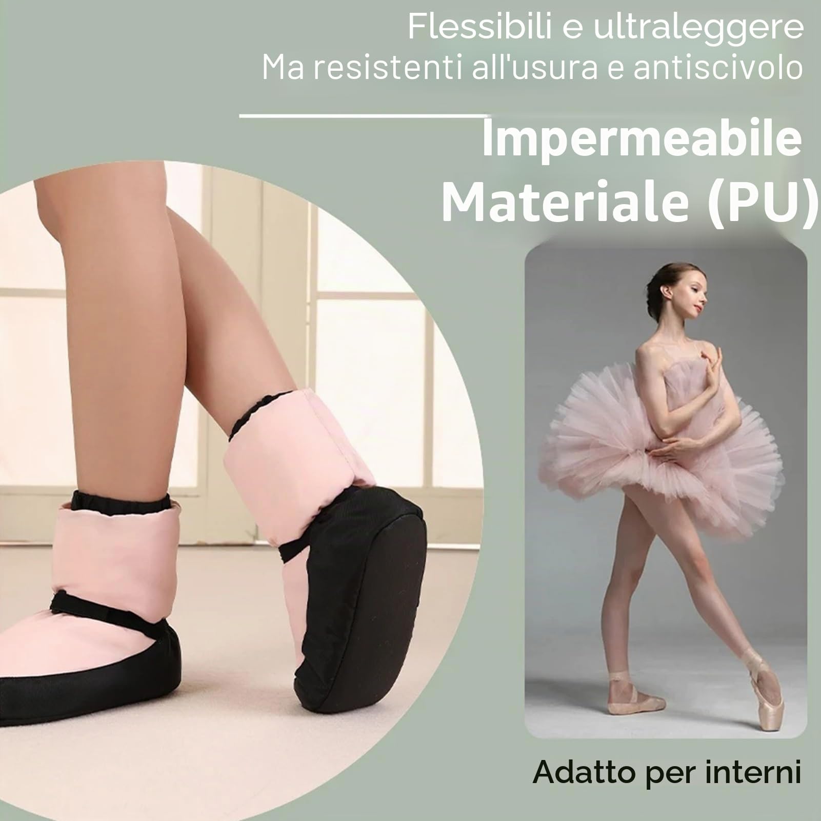KAISUN Stivale Balletto, Warm Up Bootie, Scarpe da Ballo Donna, Dance Stivali Ballo Caldo Stivali Invernali Scarpe Allenamento Riscaldano(Rose,M(39-40))