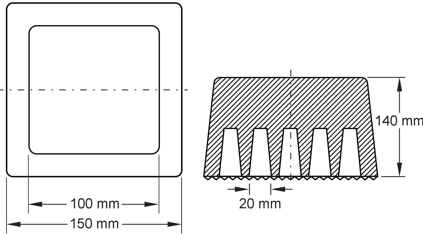 KS Tools 160.0524 Gummiauflage 22 für Hebebühnen, 150 x 150 x 140 mm