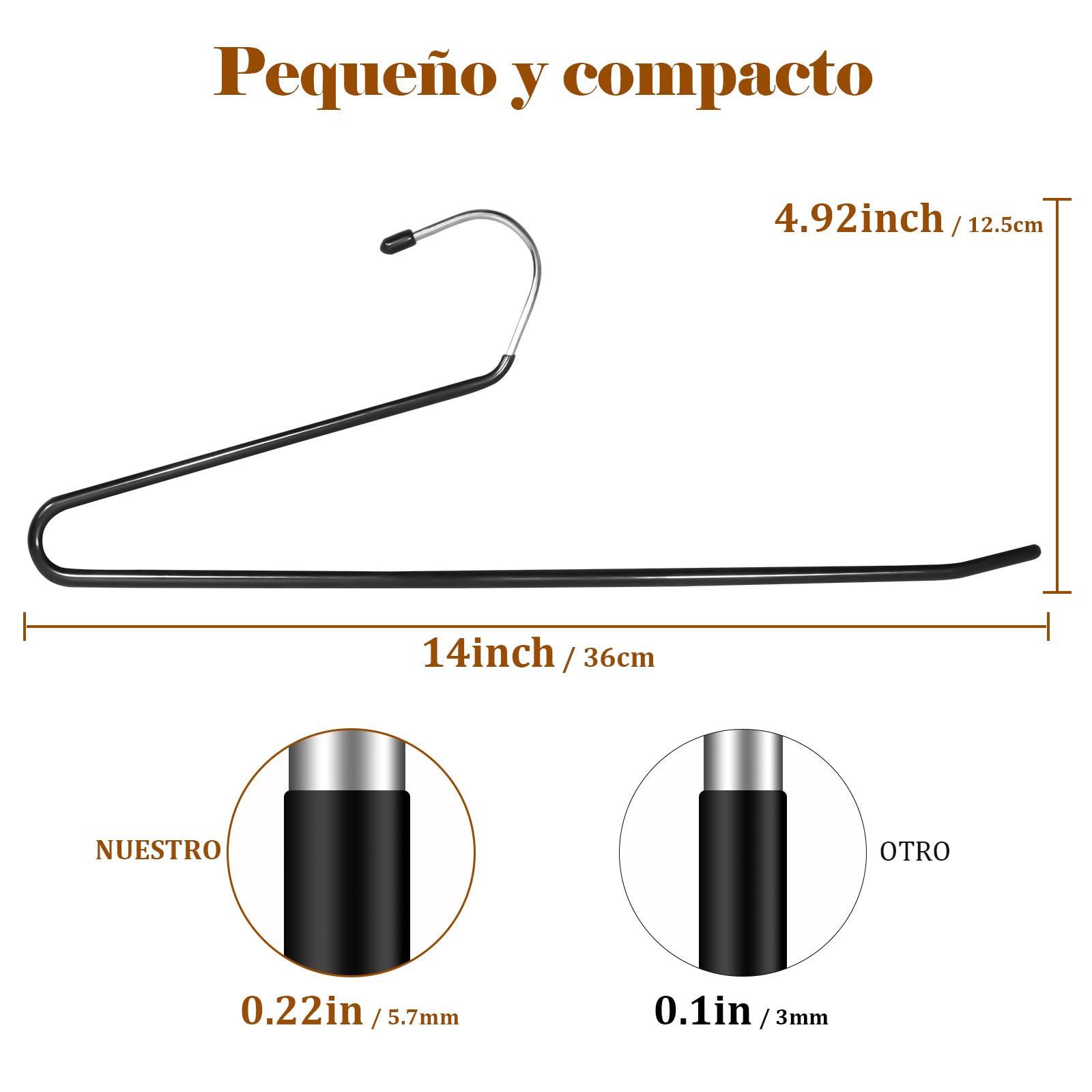 Perchas para pantalones, paquete de 30 perchas de ropa que ahorran espacio, perchas antideslizantes de extremo abierto, diseño de perchas de metal negro para jeans, pantalones de vestir