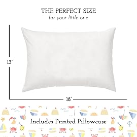 Little Sleepy Head Toddler Pillow with Pillowcase 13x18 - Kids Pillow for Sleeping - Better Neck Support Ergonomic Pillow and Toddler Pillowcase - Best Pillows for Kids (Beach Days)