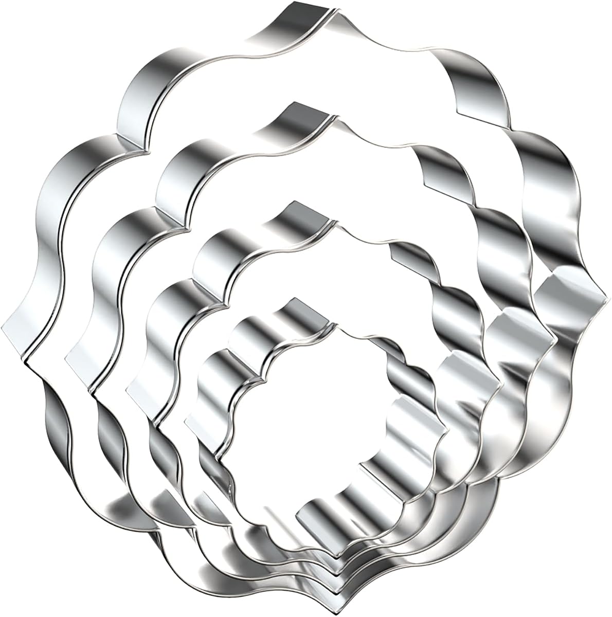 Circle Plaque Cookie Cutter Set Extra Large - 5 inch, 4 inch, 3 inch, 2 inch - 4 Piece Round Fancy Plaque Frame Cookie Cutters Shapes Molds - Stainless Steel