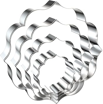 Circle Plaque Cookie Cutter Set Extra Large - 5 inch, 4 inch, 3 inch, 2 inch - 4 Piece Round Fancy Plaque Frame Cookie Cutters Shapes Molds - Stainless Steel