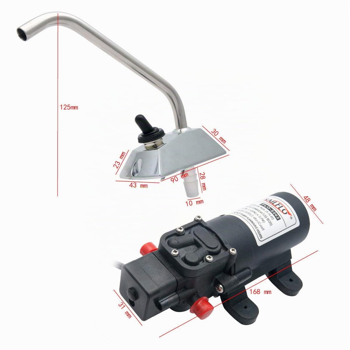 Pompe à eau pour véhicule récréatif, DC 12 V 35 PSI haute pression, pompe à membrane à eau auto-amorçante pour camping-car, bateau marin