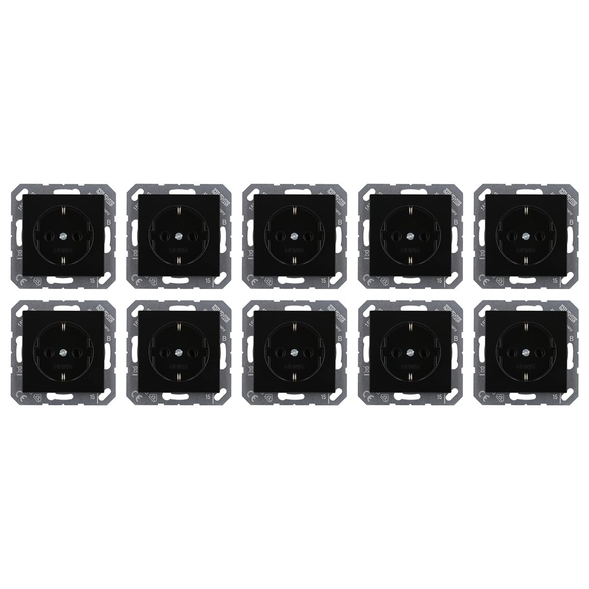 10x JUNG A1520SW SCHUKO Steckdose Schwarz Serie A