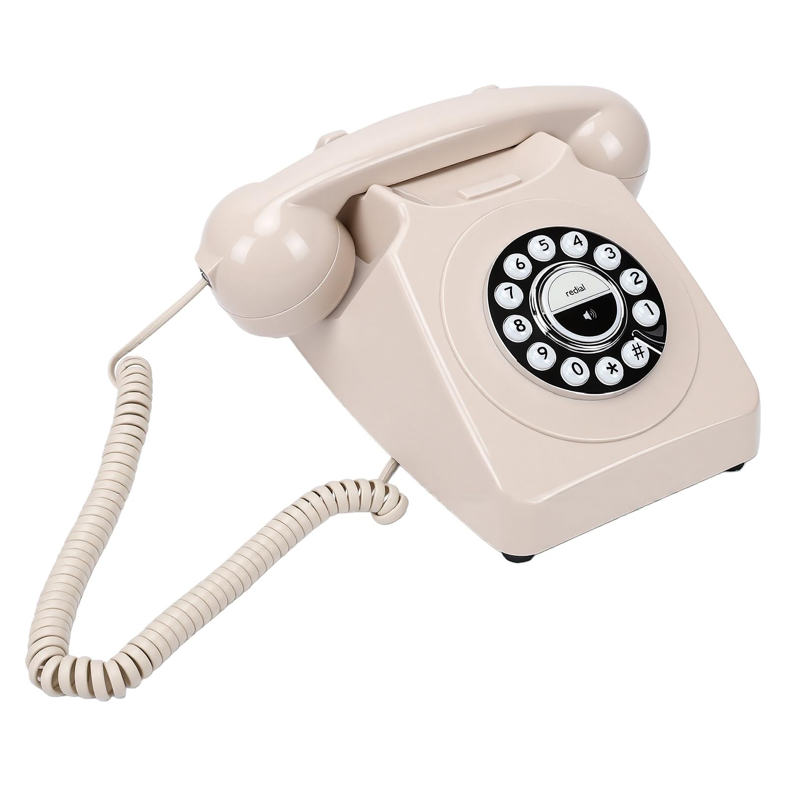 Cosiki Telefono Bluetooth Stile retrò con Chiamate in Vivavoce e Riproduzione Musicale per Decorazioni Domestiche 215x144 Mm (Beige)