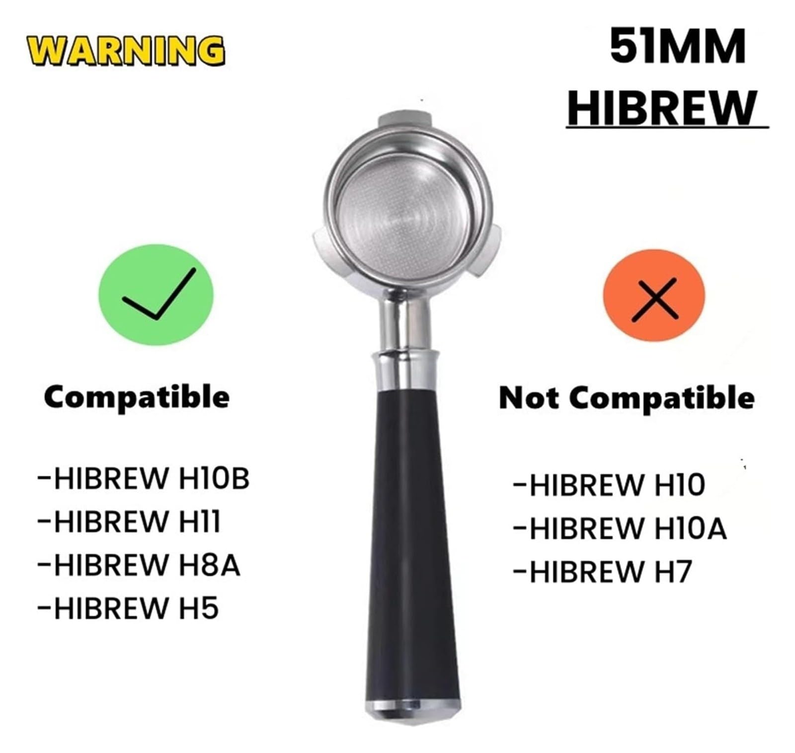 51mm Coffee Bottomless Portafilter Naked,H10B/H11/H8A/H5,BR1101