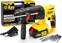 Martelete Rotativo Rompedor Furadeira De Impacto Brushless A Bateria 21v Com Ponteiras E Brocas Tch21b The Black Tools 110v/220v