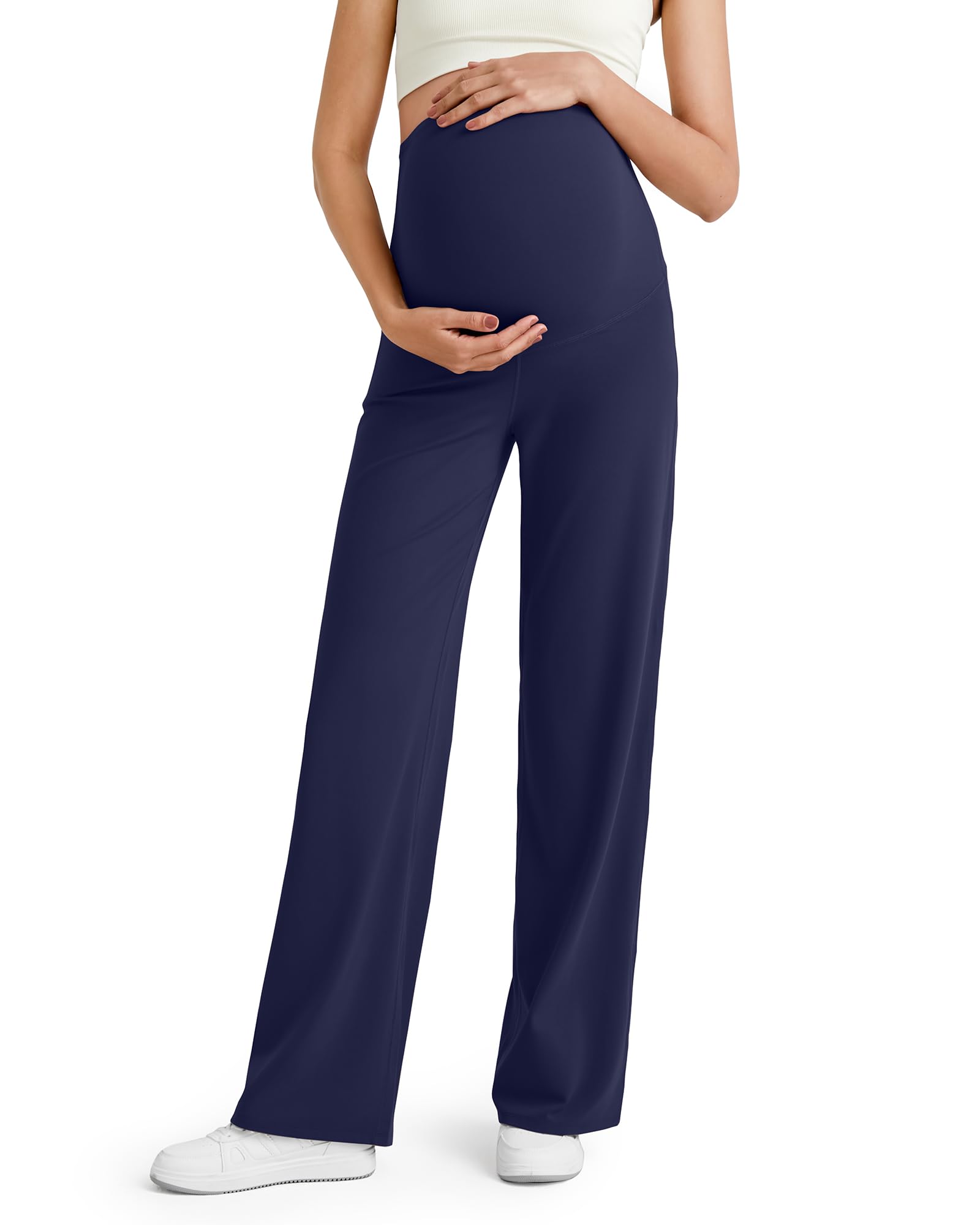 G4Free BareFeel Maternity Yoga Pants Pregnancy Slacks Over the Belly